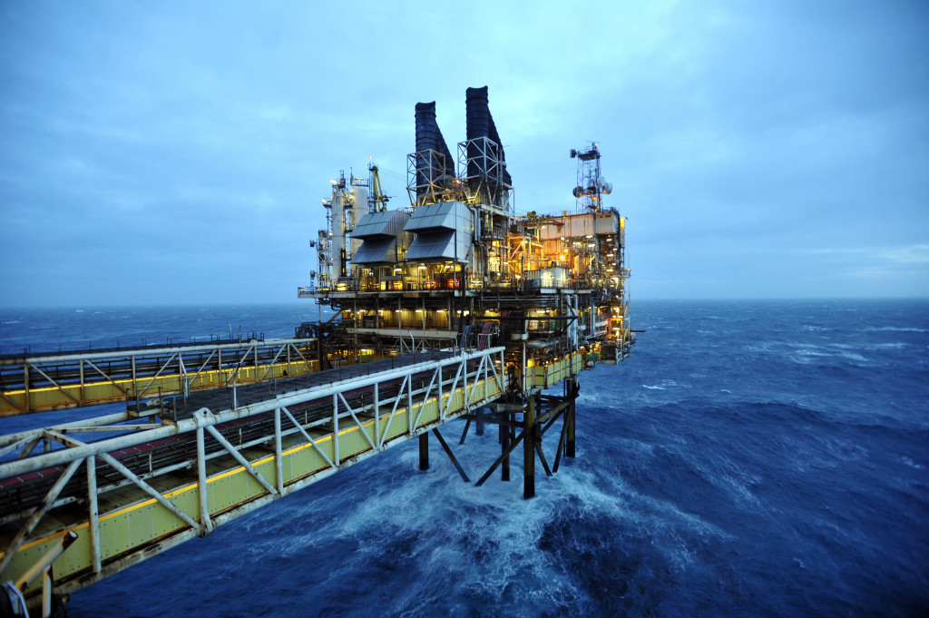 AT SEA - FEBRUARY 24: A general view of the BP ETAP (Eastern Trough Area Project) oil platform in the North Sea on February 24, 2014, around 100 miles east of Aberdeen, Scotland. The British cabinet will meet in Scotland for only the third time in history to announce plans for the country's oil industry, which it warns will decline if Scots vote for independence. The fate of North Sea oil revenues will be a key issue ahead of the September 18 referendum to decide whether Scotland will end its 300-year-old union with England, and is expected to be the focus of Prime Minister David Cameron's cabinet meeting.  (Photo by Andy Buchanan - WPA Pool/Getty Images)